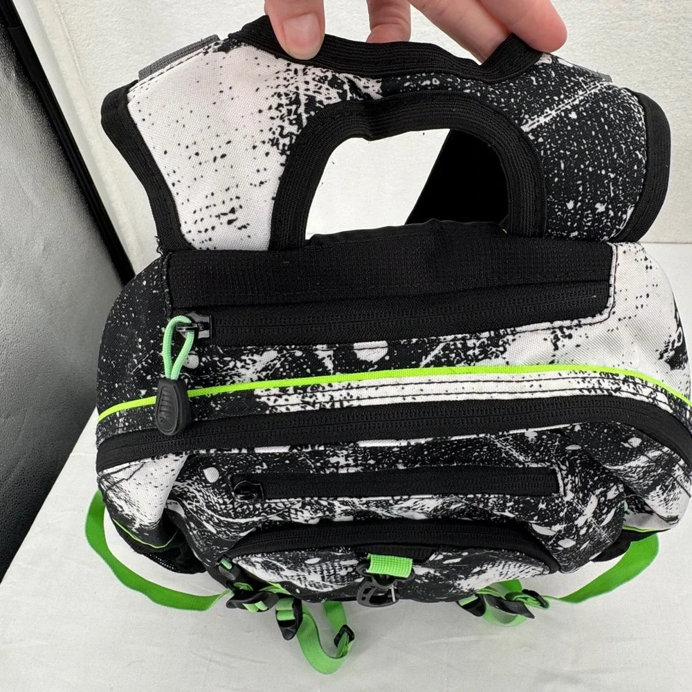 High Sierra Loop Backpack Black White Splash Lime Green Suspension Strap Bookbag